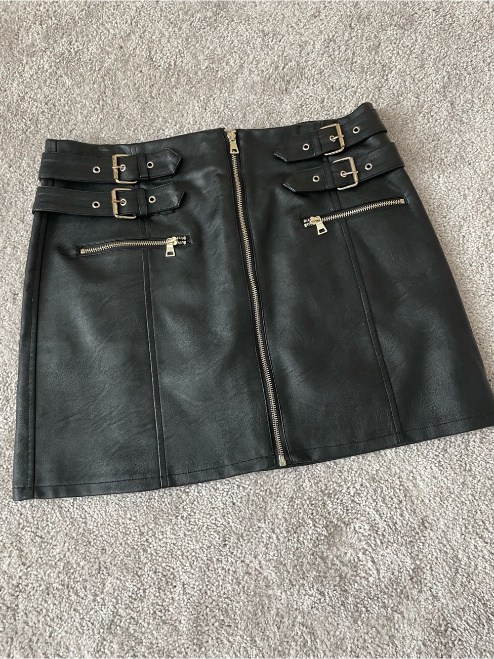 Topshop Black Faux Leather Mini Skirt
